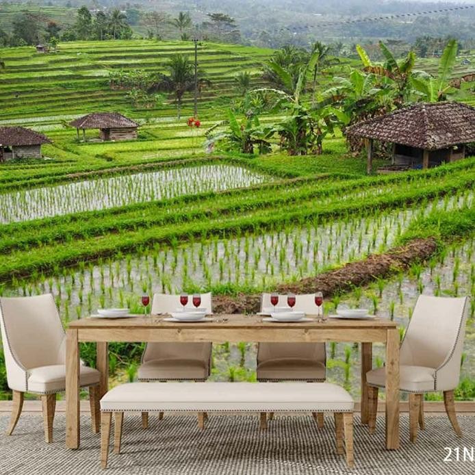 Wallpaper Dinding 3D Custom Pemandangan Sawah Hijau (21NTR-035) murah