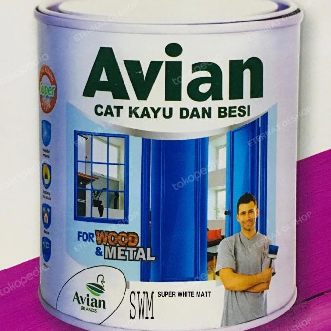 Avian SWM Super white matt 1kg Cat besi dan kayu Putih Doff murah