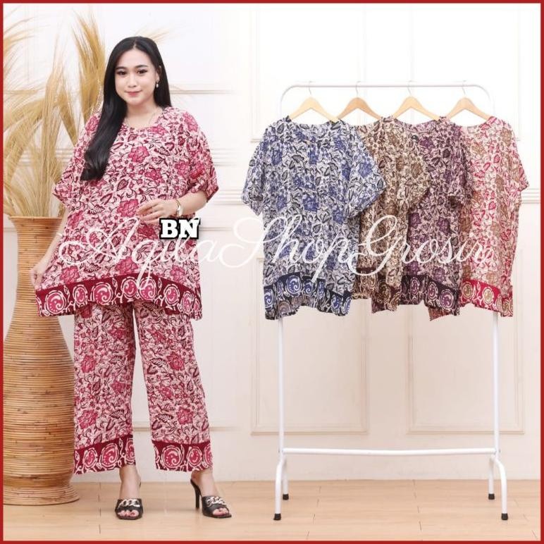 VD08 SETELAN CP JUMBO KENARI CELANA PANJANG JUMBO MURAH STELAN BAJU TIDUR BATIK WANITA PIAMA GROSIR 