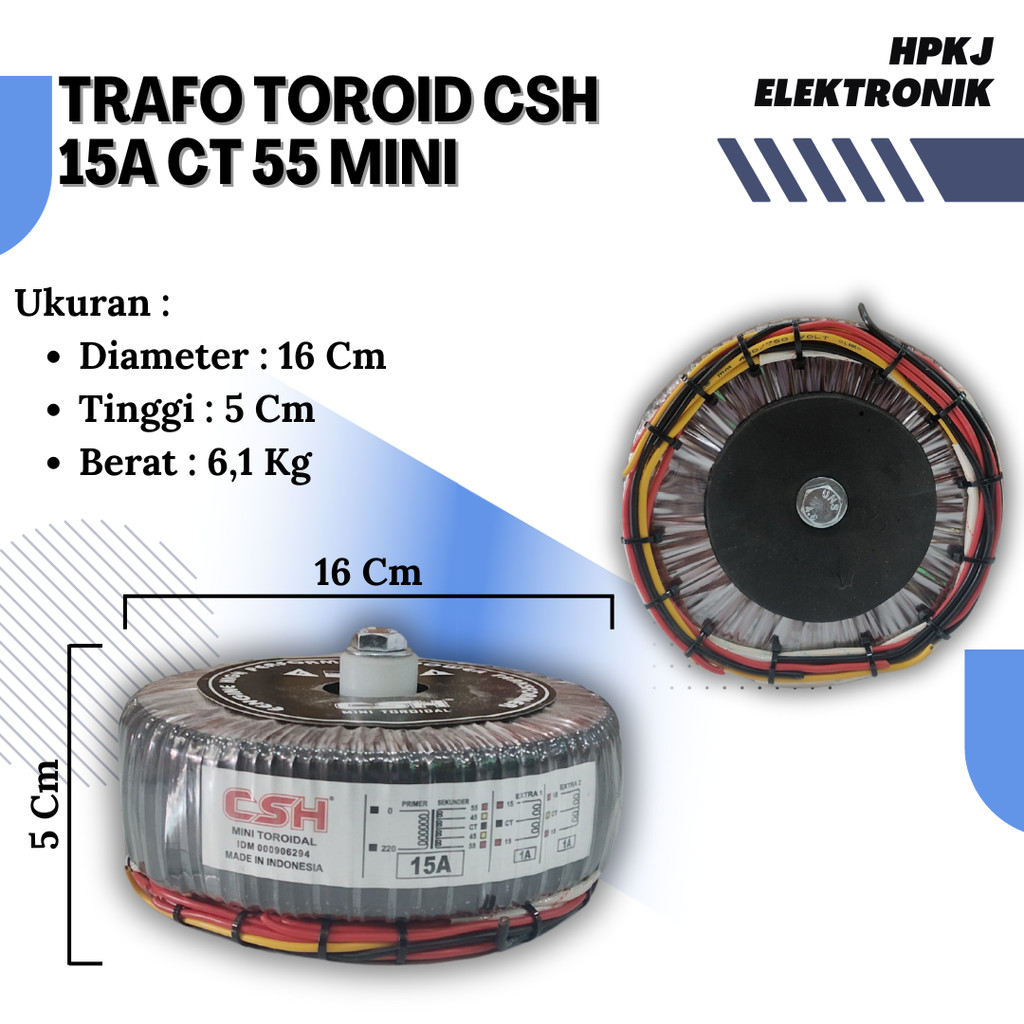 TRAFO TOROID DONAT CSH MINI 15A CT 55V trafo donat CSH 15 A CT 55 V