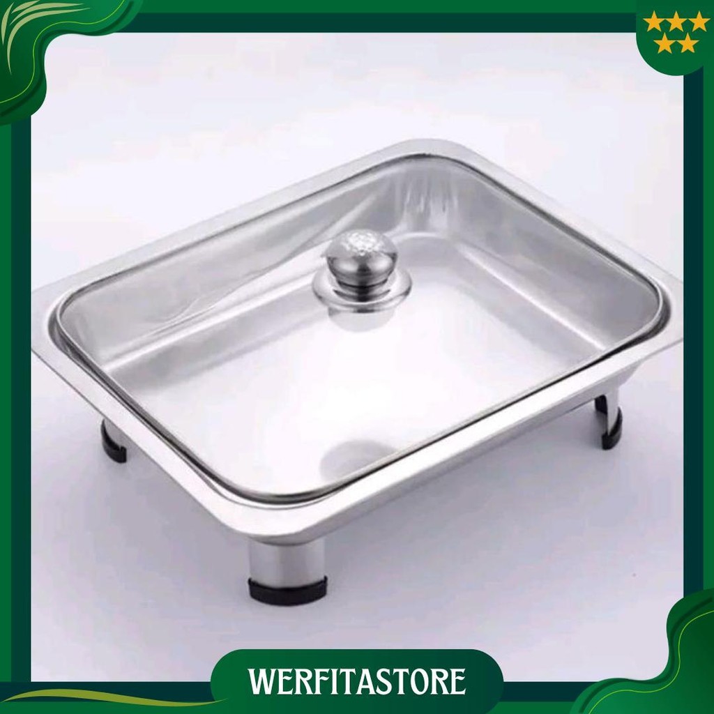 Tempat Prasmanan Stainless Full Kaca 555 / Fastfood Wadah Saji Stainless Lauk Prasmanan 555 / Chafin