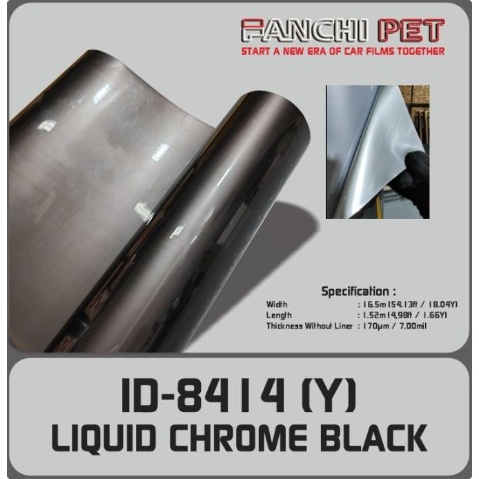 

50CM Sticker FANCHI ID-8414 Y Liquid Chrome Black PET per 50CM BARU