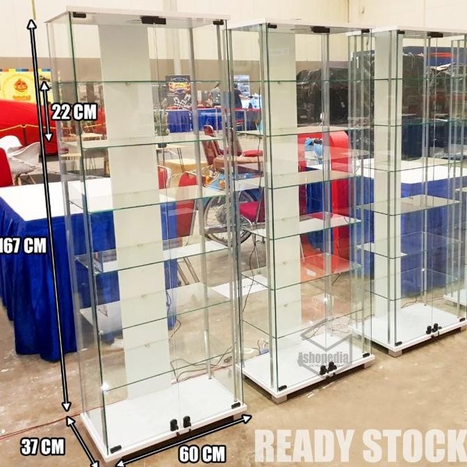 Lemari Rak Kaca Etalase Pajangan Display Cabinet Pajang Koleksi Action Figure Tas Sneaker Boneka Par