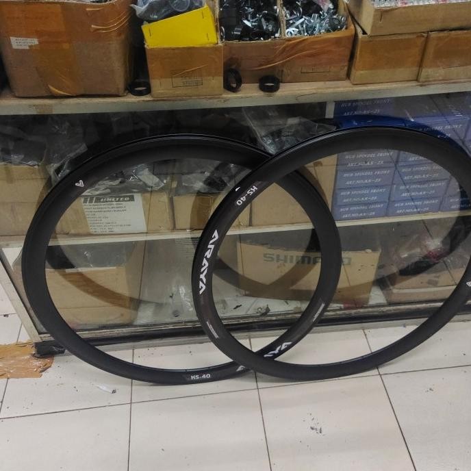 Rims Velg 700C Araya KS-40 32 Hole Brake Line Full Hitam RIMS Roadbike fixie gravel 32 hole...