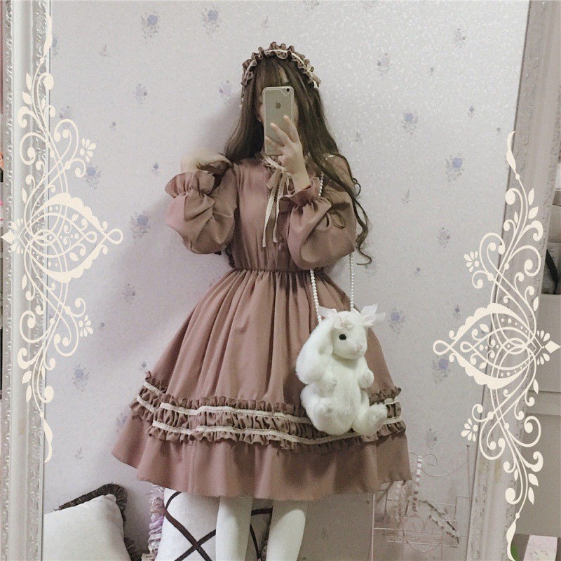 Homemade Victorian Medieval Lolita Lolita Soft Girl Retro Temperament Long Sleeve op Dress