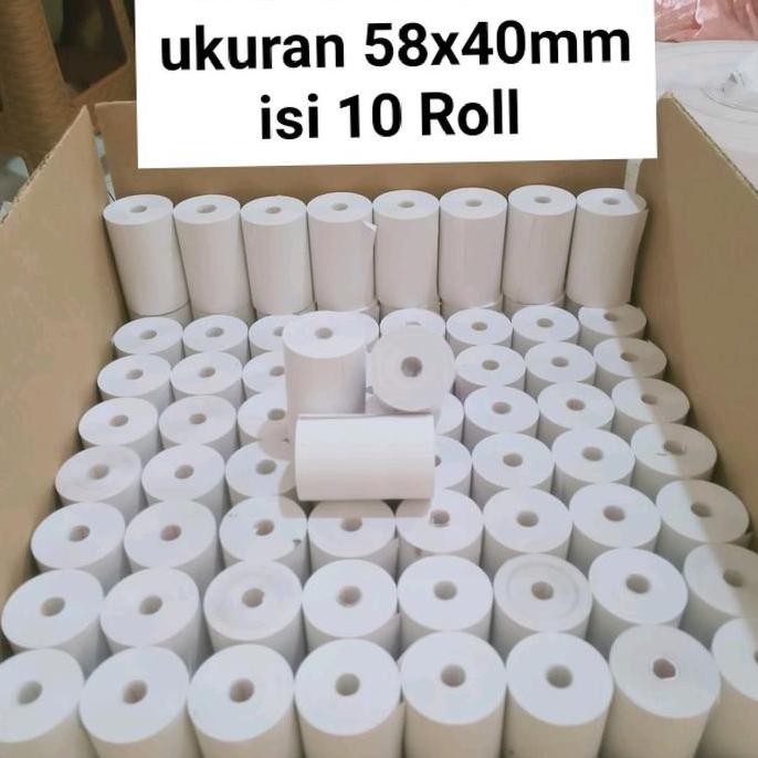 

Kertas thermal coreles ukuran 58/57x40mm full paket 10 pcs Hitam Roll Struk Struk murah