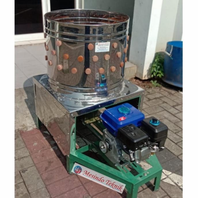 Mesin cabut bulu ayam 5 Ekor steinlis dengan Gear box + engine gx-200 murah