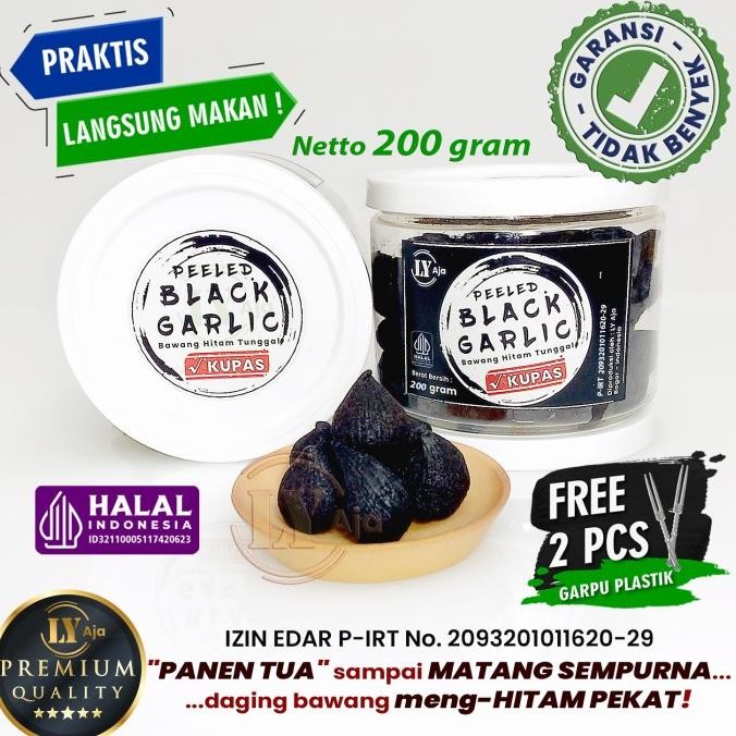 

Bawang Hitam Tunggal Lanang Kupas 200 Gram LY Aja Peeled Black Garlic murah