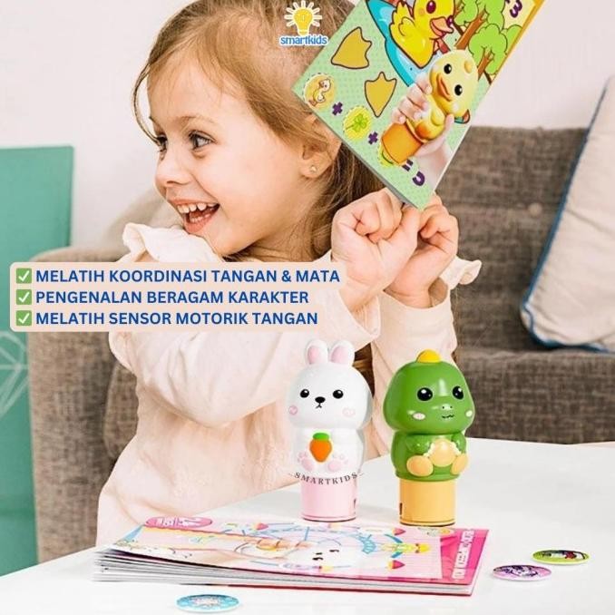 

Velcro Mold Stempel Cap Sticker Reusable Magic Seal Stamp Refill Stiker Mainan Anak karakter lucu Hadiah Edukasi Anak murah