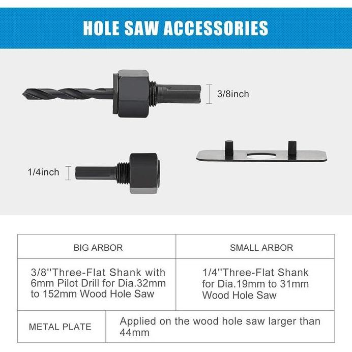 JLD Mata bor Holesaw 16pcs mata bor bulat lubang Set Mata Bor Pelubang KAYU PIPA PARALON PVC GYPSUM 