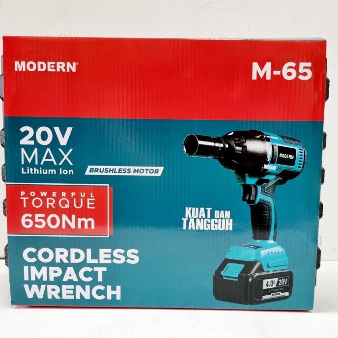 MODERN M65 CORDLESS IMPACT WRENCH 20V BUKA BAUT MOBIL 650NM murah