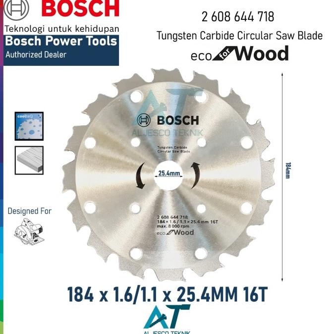 BOSCH MATA GERGAJI KAYU 7 INCH 16T TIPIS TANDUK ECO CIRCULAR SAW BLADE murah