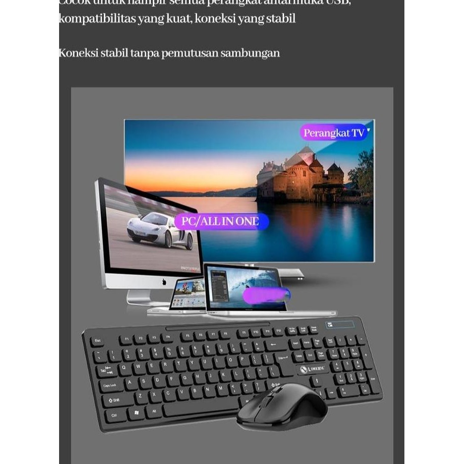 Murah Hw Keyboard Portable Wireless Set Combo Keyboard Dan Mouse Tanpa Kabel Tipe W100 Original Keyb