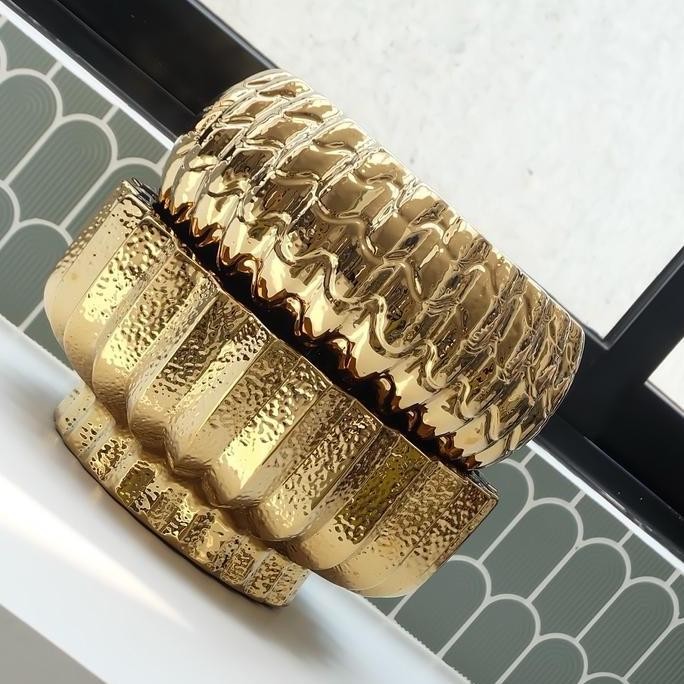 Sale Vas Bunga Keramik Dekorasi Emas Gold / Silver / Putih - Chicago (Vas Anggrek Jumbo)