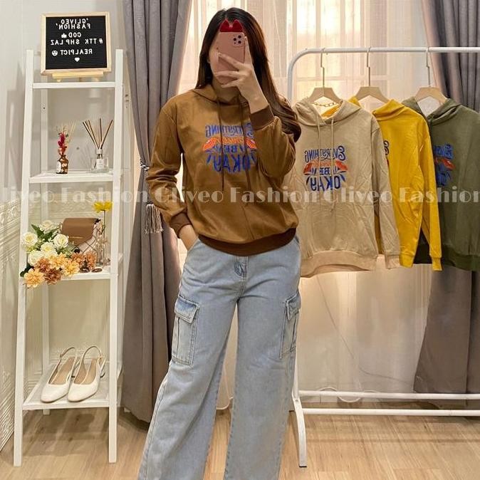Promo Gliveo (Cod) - Sweater Suede Everything Wanita Import Premium / Sweatshirt / Hoodie Kekinian /