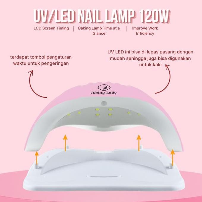 Sale Rising Lady Uv Led Nail Lamp 120Watt / Lampu Uv Gel Nail Art 120Watt/54Watt / Lampu Pengering K