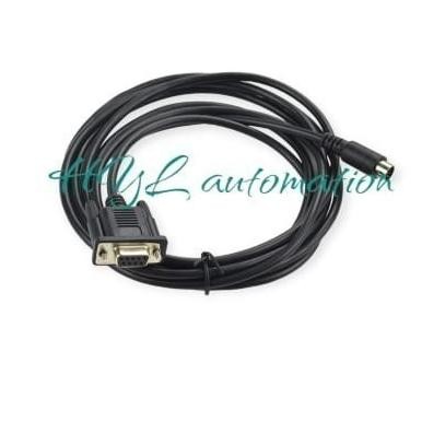 Kabel serial komunikasi HMI haiwell to PLC haiwell , kabel rs-232 db9 to mini din 4 pin