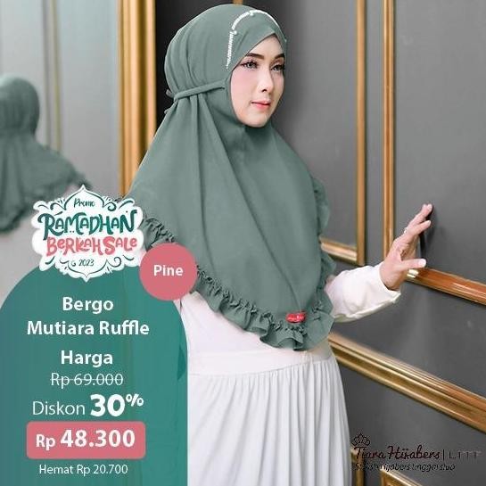 Promo Bergo Mutiara Ruffle (Bmr)/Bergo Instant/By Tiara Hijabers Lite/Promo Ramadhan Berkah Sale