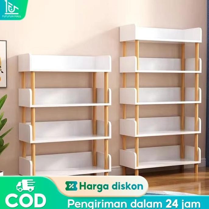 Grosir Fu Rak Buku Minimalis Kayu Ruang Belajar/Lemari Buku Minimalis/Serbaguna 5 Susun  Lemari Rak 
