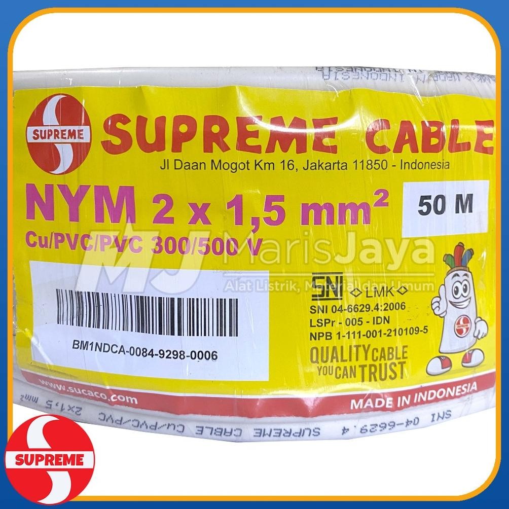 Kabel Tunggal SUPREME NYM 2x1,5 2x1.5 mm 50 meter (PER ROLL)