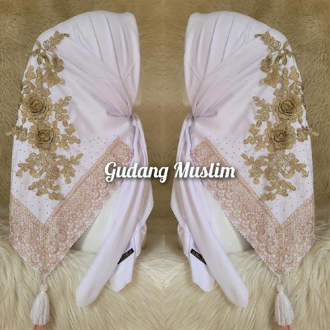 Sale New Hijab Segi Empat Renda Payet Cantik Muslim Voal Motif Kerudung Nyaman Hitam Square Lembut H