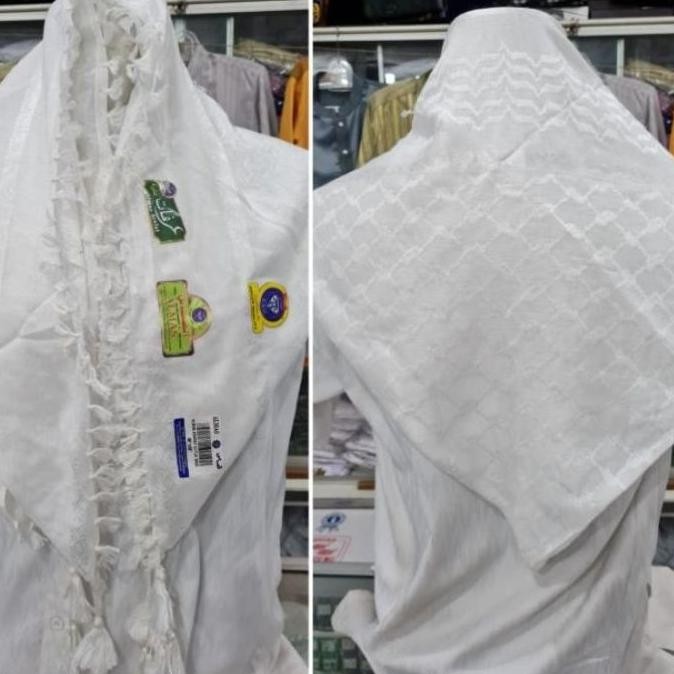 Promo Telah Hadir.. Sorban Almas Arafat Putih Polos Motif Bordir