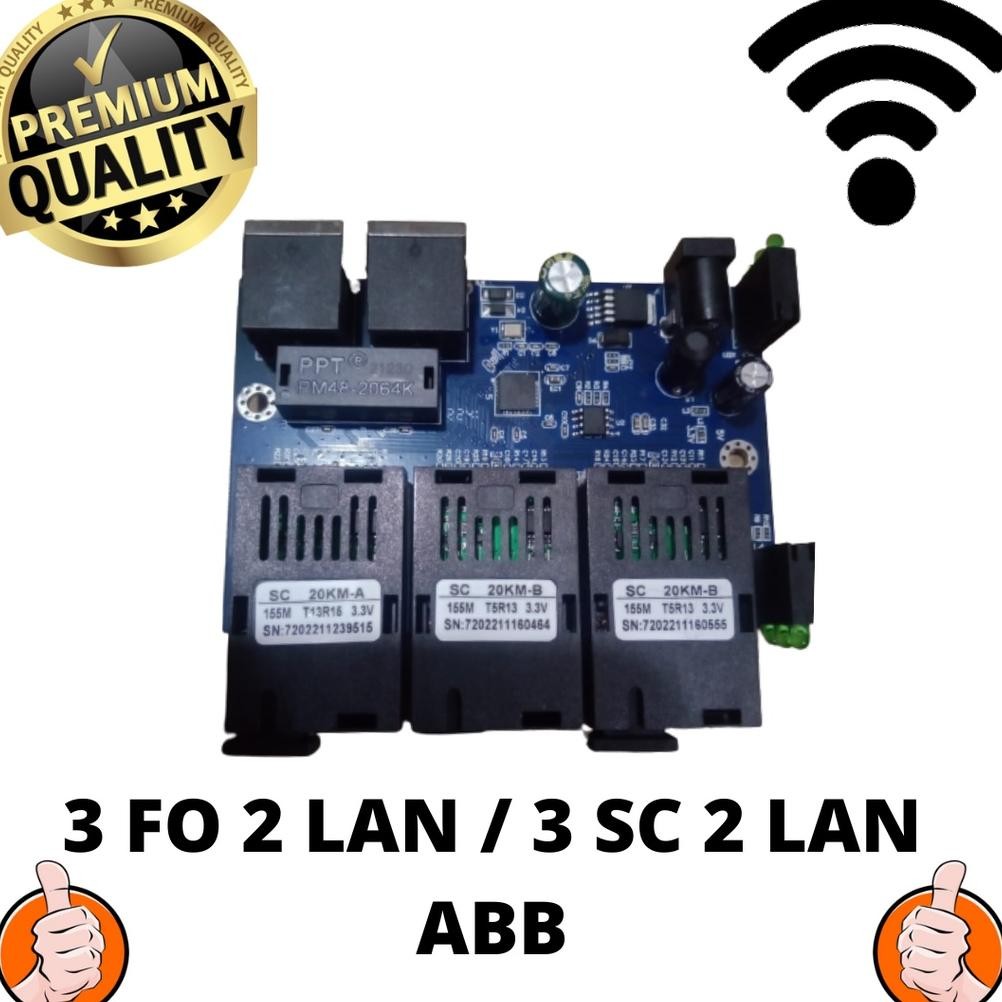 Media Converter 3 Port Fo 2 Port Lan Konverter