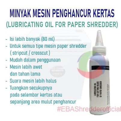 

Grosir Minyak Pelumas Mesin Penghancur Kertas Oli Tipe S & C 80Ml