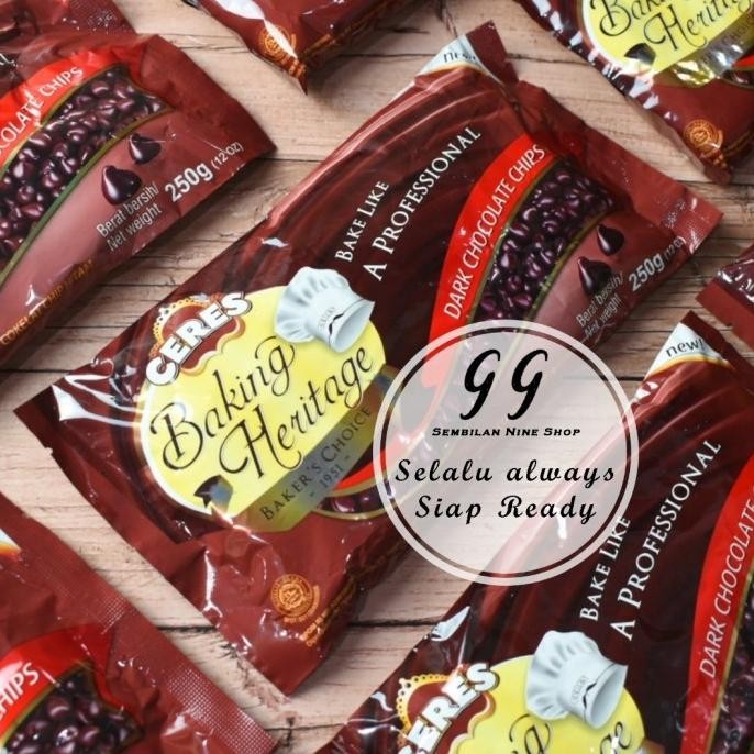 

CERES BAKING HERITAGE DARK Chocolate CHIPS 250 GRAM Cokelat Chip Hitam murah