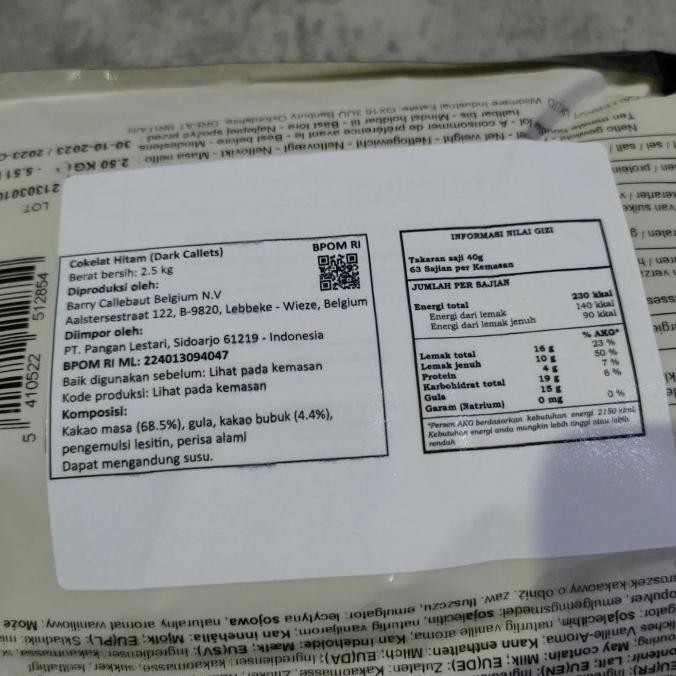 

CALLEBAUT 70-30-38 DARK CHOCOLATE 70% - 100 Gr murah
