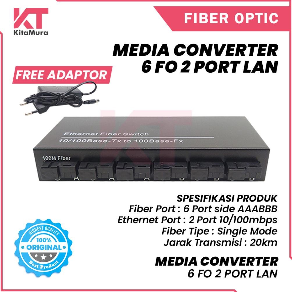 Media Converter 2,3,6 Port Lan Rj45 Fiber Optik Transceiver Ethernet Switch