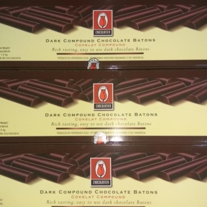 

TULIP STIK COKLAT COMPOUND 1.5KG, TAHAN BAKAR DI OVEN, INSTANT KURIR murah