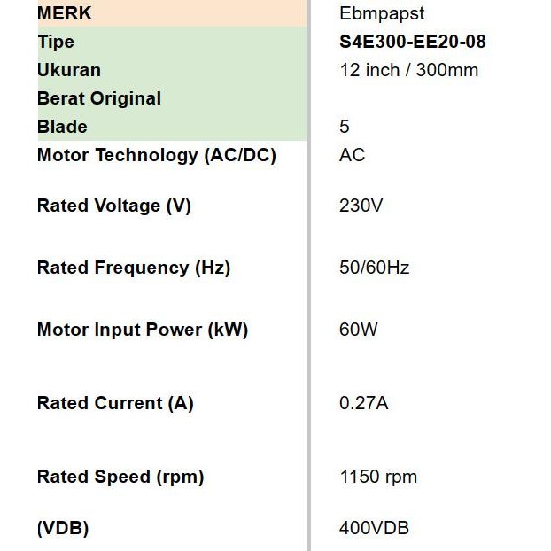 Axial Fan Ebm 12" (12 Inch) - S4E300-Ee20-08 Ori Made In German New Stok