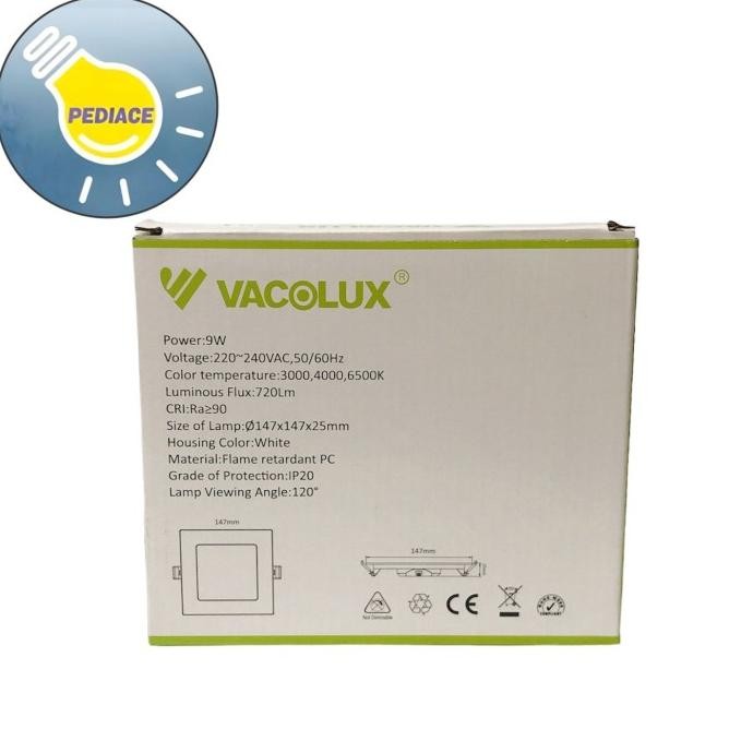 Lampu LED Panel Light 9W VACOLUX Kotak Tanam / Inbow Changeable CCT