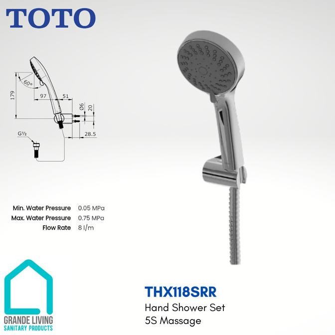 Toto Hand Shower Set 5S Massage Thx118Srr Thx 118 Srr New Stok