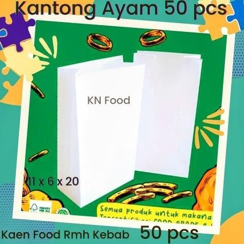 Kantong Burger Polos Putih 1 Pcs/Kantong makanan kantong kertas