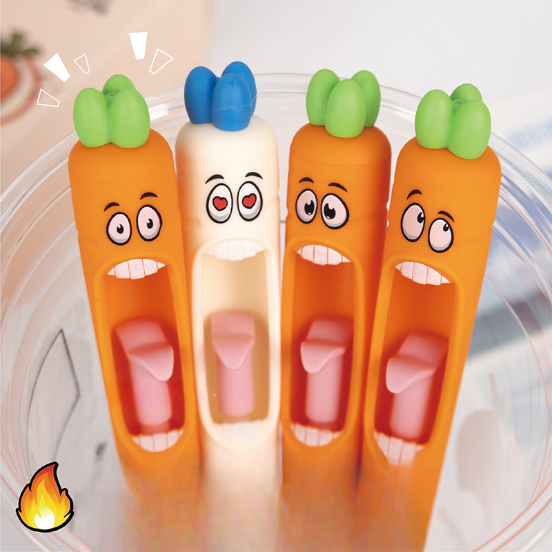

Retractable Shaped Carrot Office Pen Refillable Gel Pen Fun Retractable Carrot Silly Tongue Funny 7OKA