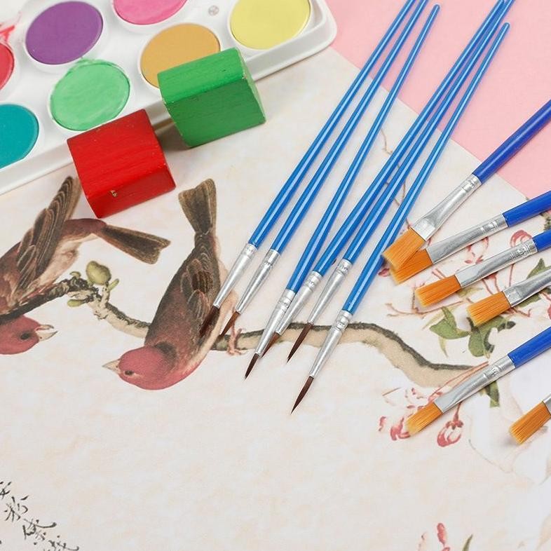 

rt-4 100pcs Kuas Lukis Set Ujung Pointed Dan Flat Kuas/Cat Minyak Kuas /Melukis Lengkap/ Kuas Lukis Akrilik Bulu Nilon Cat Air Viral