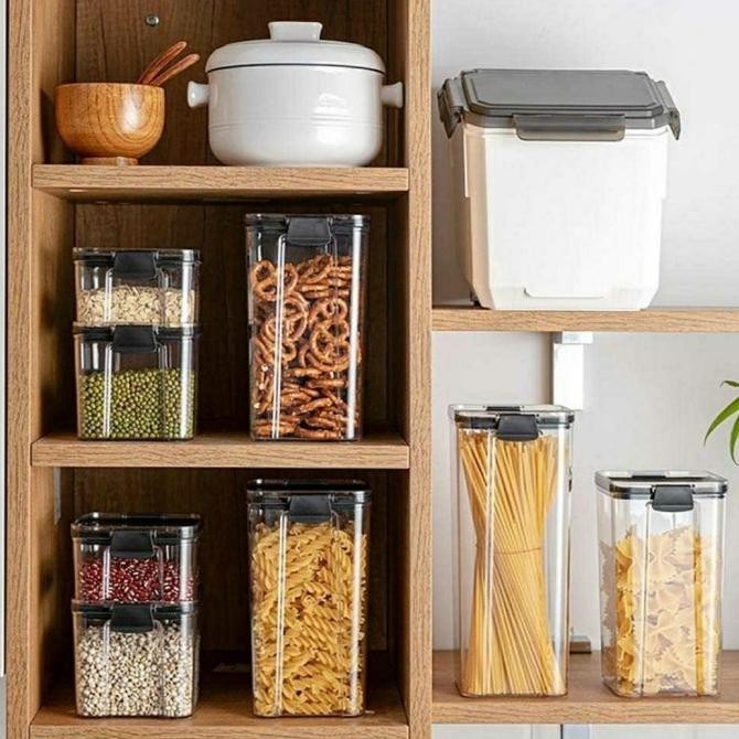 Toples Kotak Plastik Bening Kekinian Makanan Kue Serbaguna 1800 ml