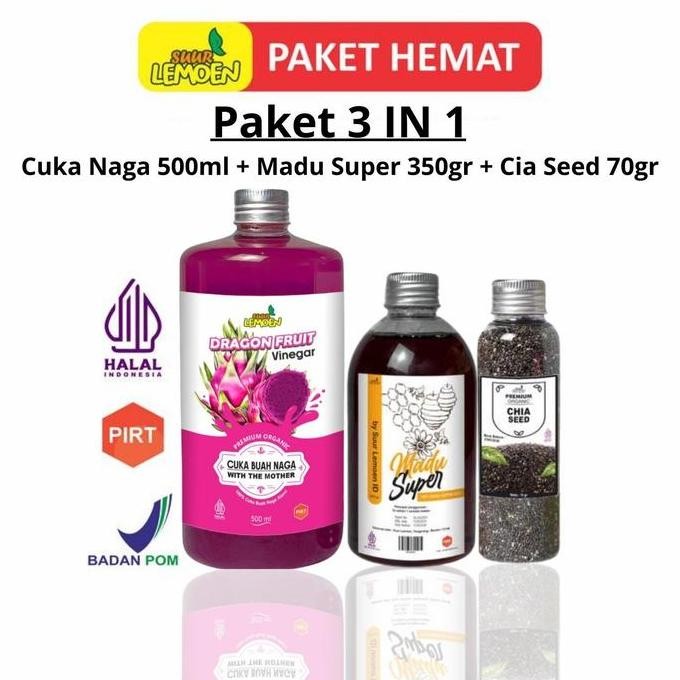 

Grosir Suur Lemoen Paket 3 In 1 Cuka Apel 500Ml Madu Hutan 350Gr Chia Seeds 70Gr - Suur Lemoen Jakarta