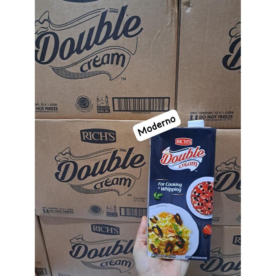

Promo Richs Double Cream 1 Liter - Cooking Cream 1 Kg - Perkarton Isi 12 Pack