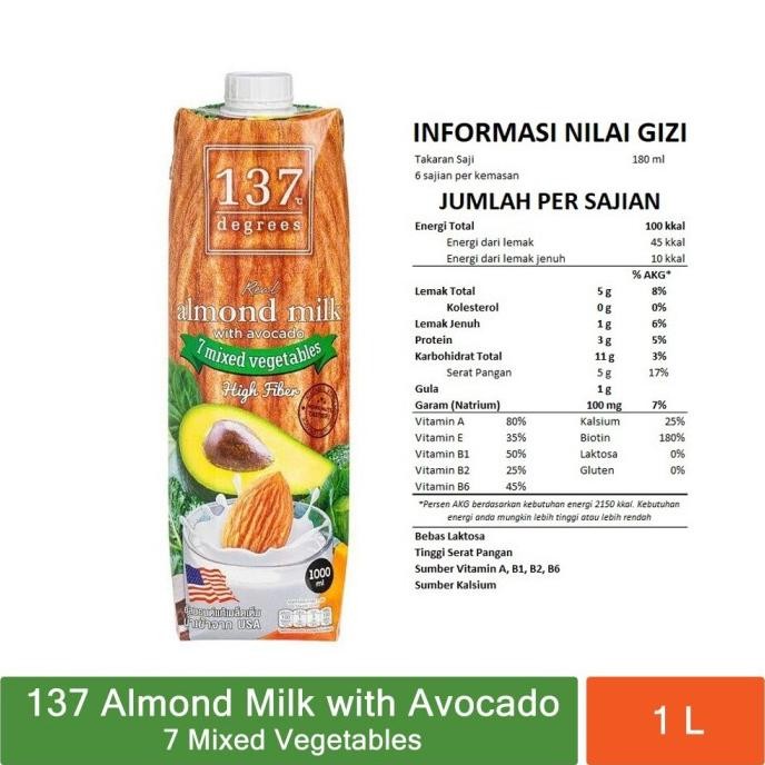 

Sale 137 Degrees Almond Milk With Avocado 1L