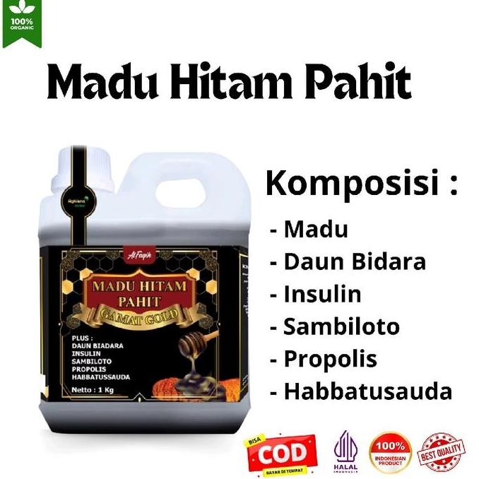 

Promo Madu Hitam Pahit Premium Isi 1 Kg Dengan Insulin Sambiloto Daun Bidara Habbatusauda Propololis Herbal Honey Asli
