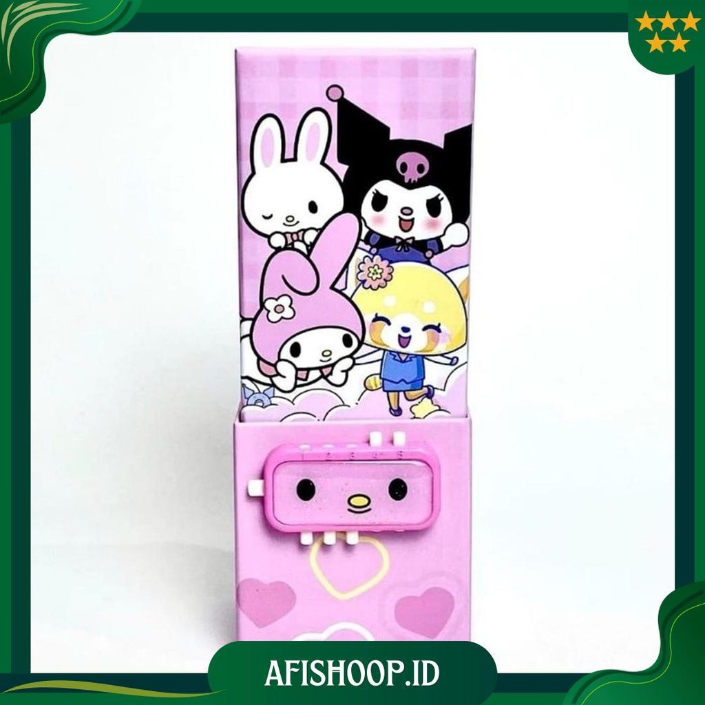 

(Pascode Sanrio) Kotak Tempat Tepak Pensil Pencil Case Dengan Kunci Pin Passcode Password Sandi Bahan Karton Lucu Motif Karaktet Sanrio Kuromi Melody Cinamonroll Pompompurin Tebal Premium Ori