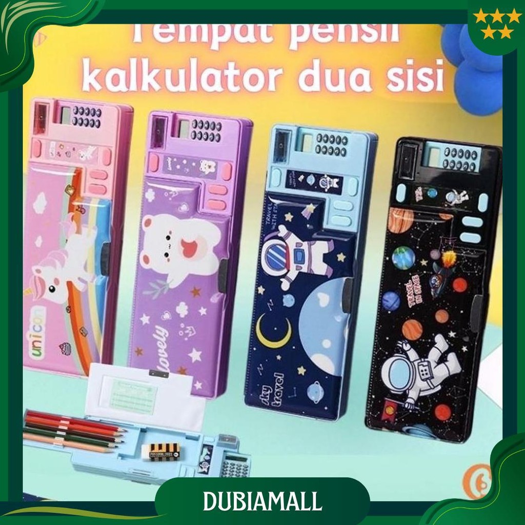 

[Penjual Lokal] Kotak Pensil Kartun Dua Sisi Dengan Kalkulator Dan Rautan Pensil / Kotak Pensil Multifungsi Kotak Pensil Tombol Mekanis Pop-Up Promo