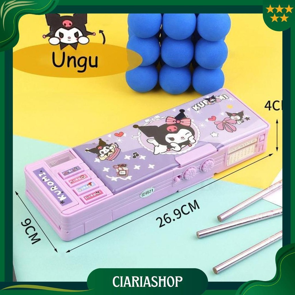 

[Penjual Lokal] 9-In-1 Kotak Pensil Kunci Kode Kuromi / Bahan Tahan Air Sanrio Tempat Pensil Password / Multifungsi Lapis Ganda Berkapasitas Besar Lucu Cod