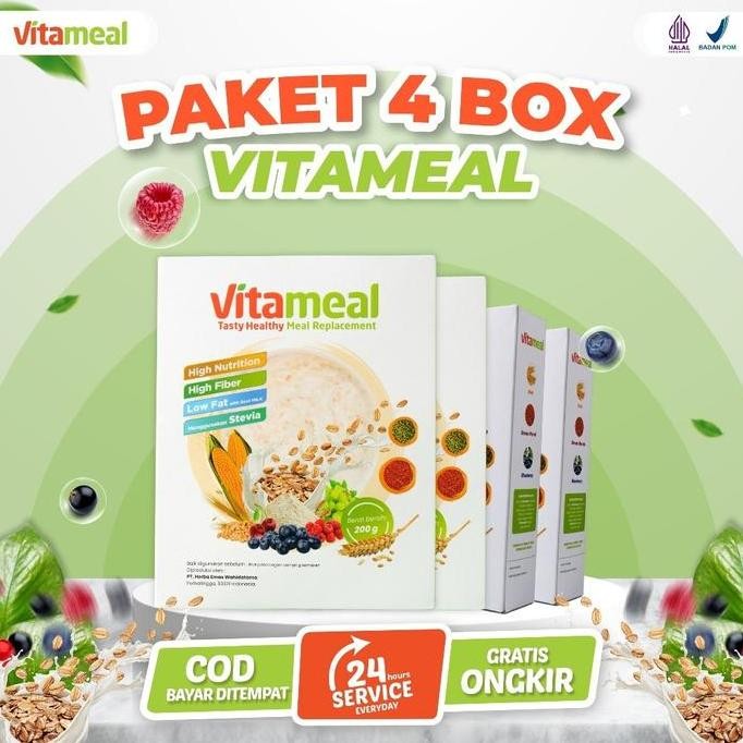 

[Paket 4 Box] Vitameal Pengganti Sarapan Sereal Oat Makanan Enak Food Granola Oatmeal Cereal