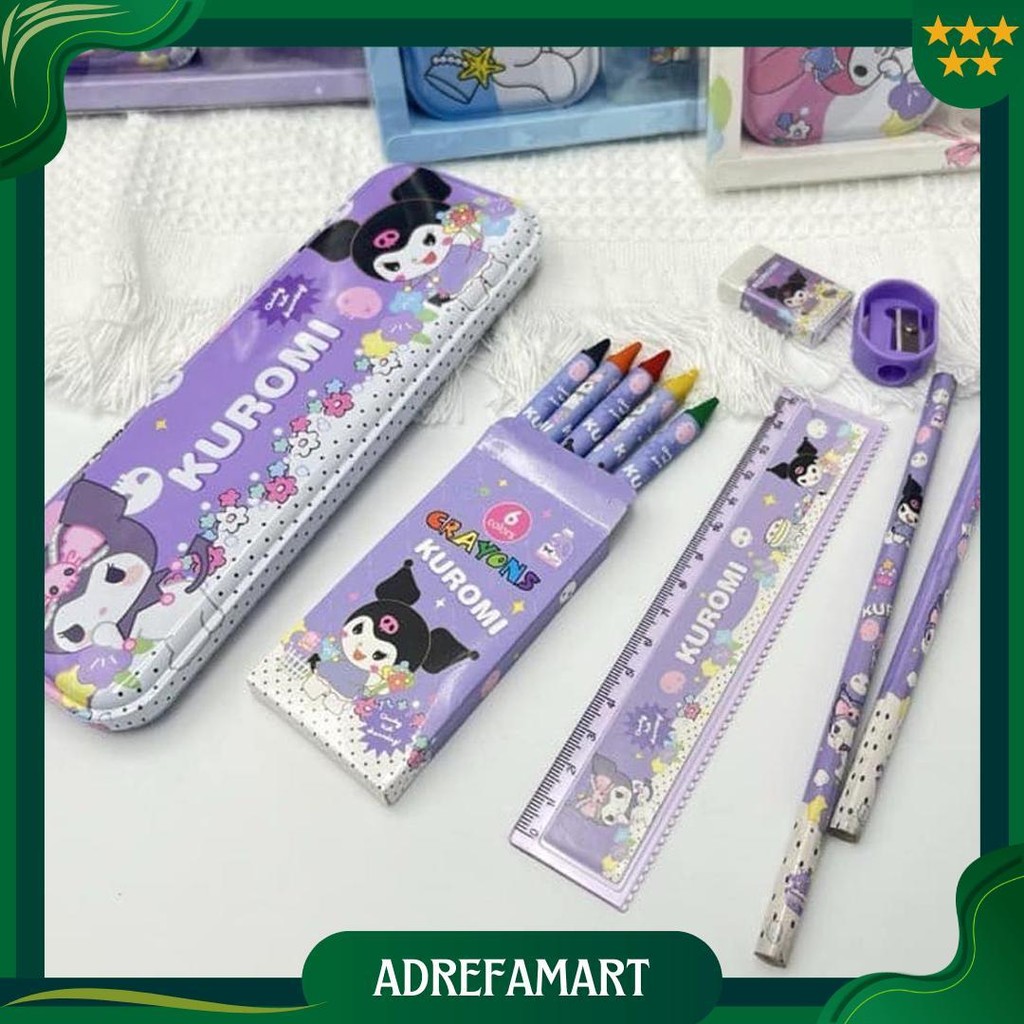 

Kotak Pensil Anak Set 7 In 1 Stationery Untuk Hadiah Anak Sekolah Sanrio / Alat Tulis Set Kotak Pensil Karakter Kuromi Promo 4.4