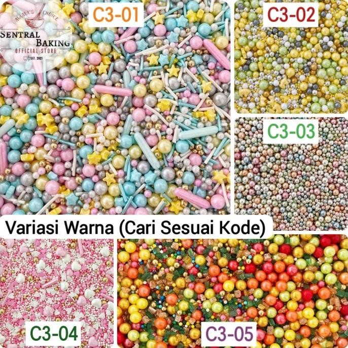 

Grosir Sprinkel Mutiara Daun Biru Hijau 250Gr (C3-06)/ Springkel Sprinkle Kue