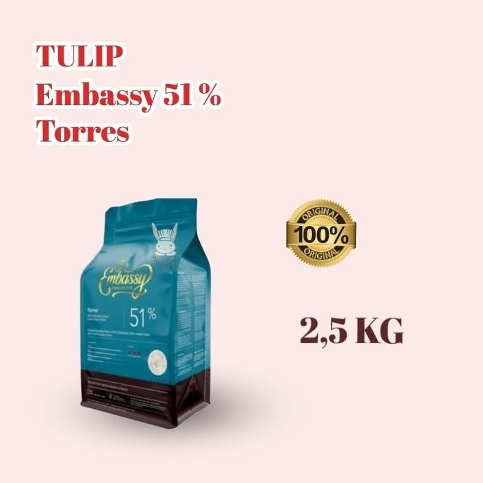 

Sale Embassy Chocolate Chocochip Tulip Torres 51% Cokelat 2,5Kg Couverture